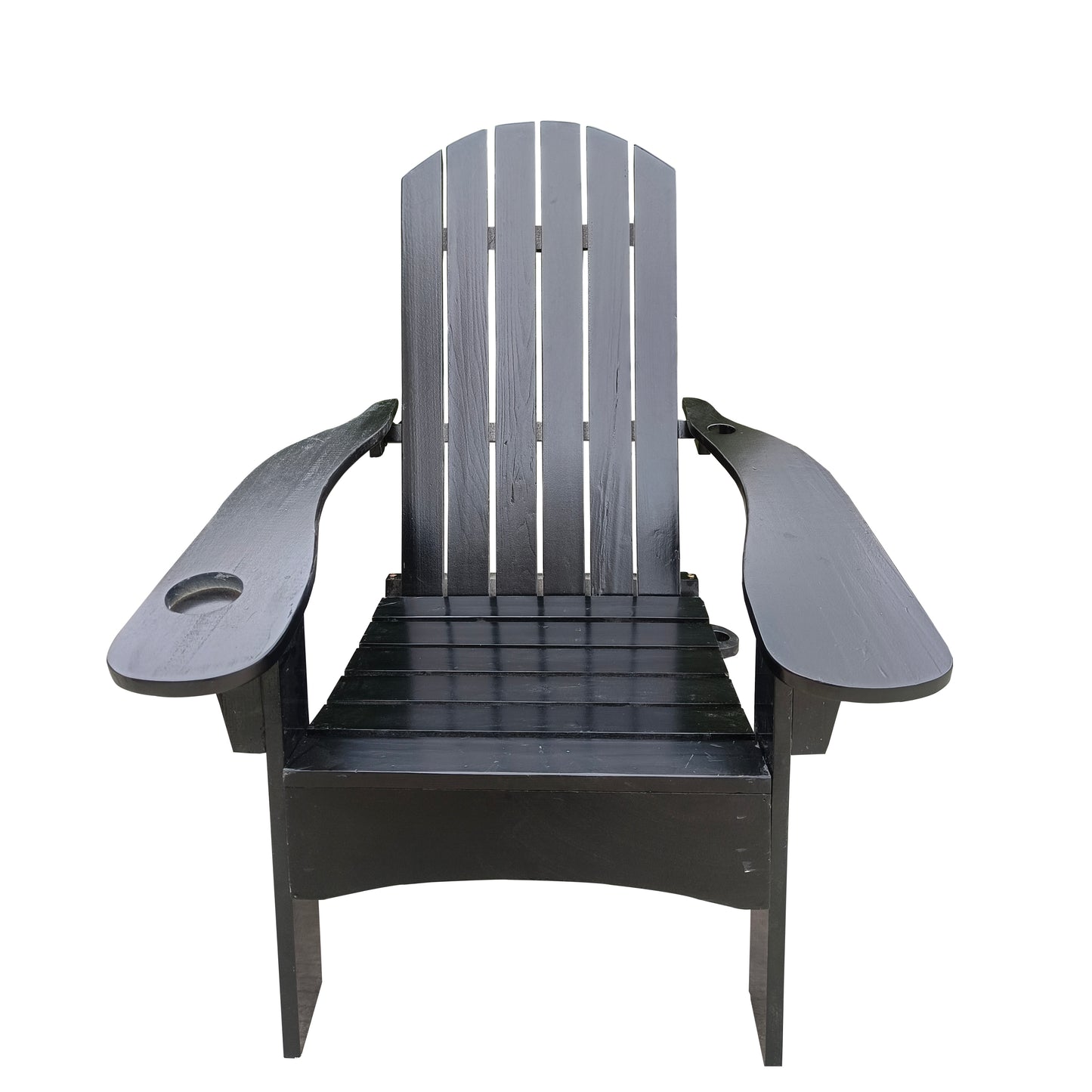 Surno Outdoor Wood Adirondack Chair with Umbrellaan hole - Black