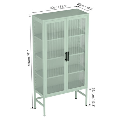 Pratt Glass Double Door Storage Cabinet - Mint Green