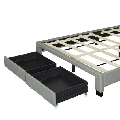 Huka Queen Size Platform Bed with Adjustable Height - Stone Gray