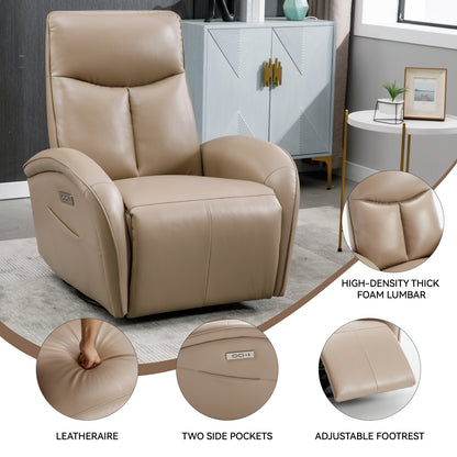 Vince Swivel and Rocker Power Recliner Chair - Light Brown