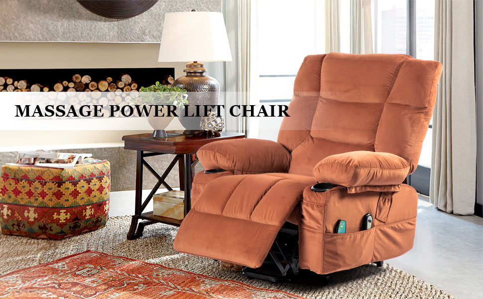 Parsons Power Lift Recliner with Massage Function - Brown