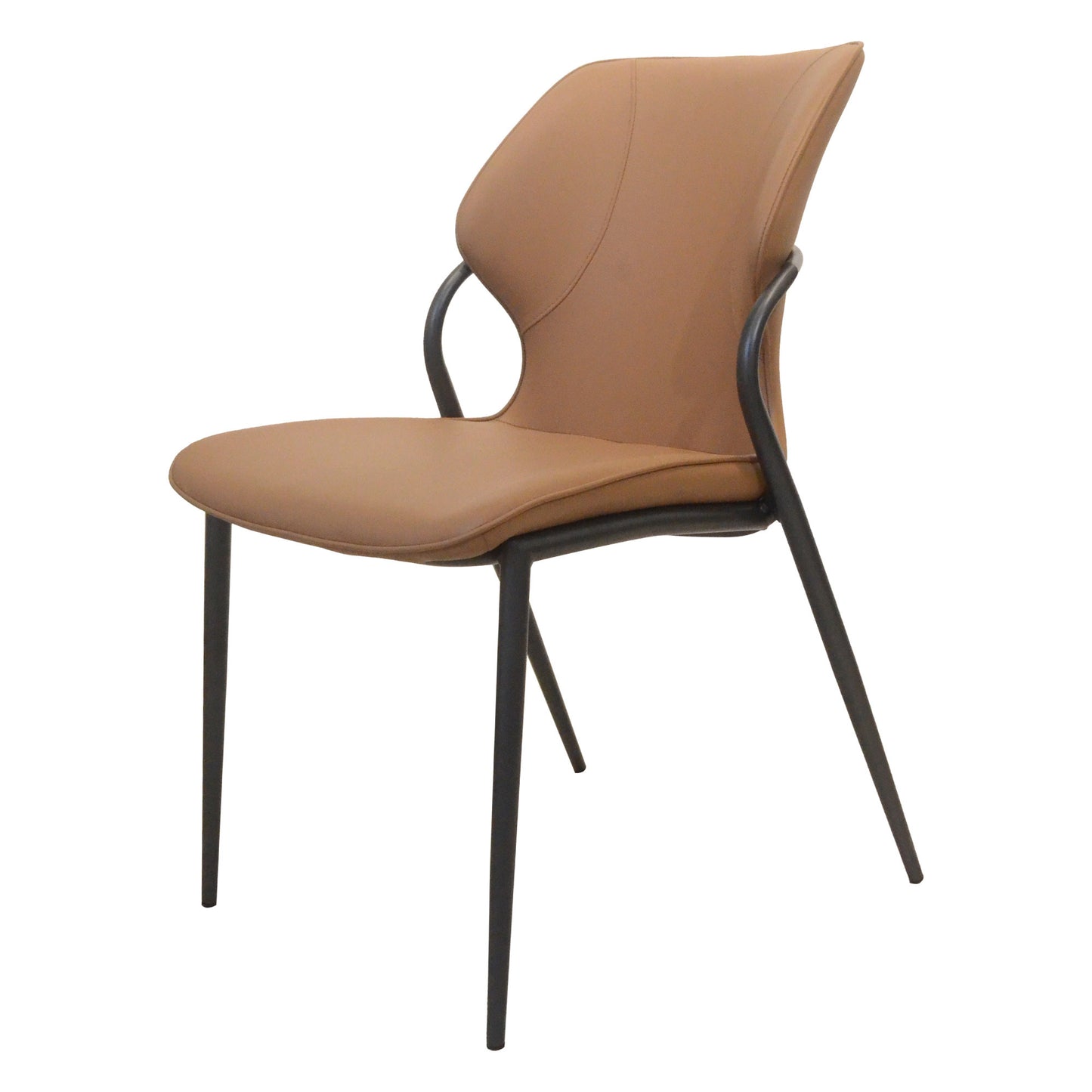 Cornett Pu Dining Chairs with Black Metal Leg (Set of 2) - Light Brown