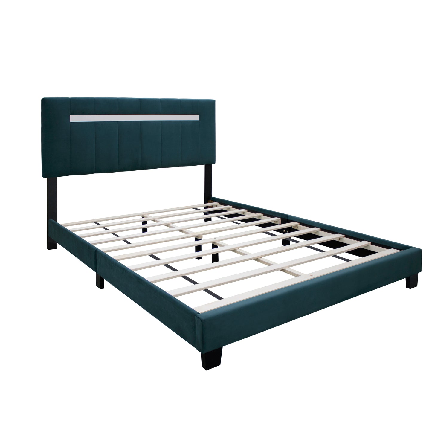 York Queen Size Platform Bed with Adjustable Height - Green