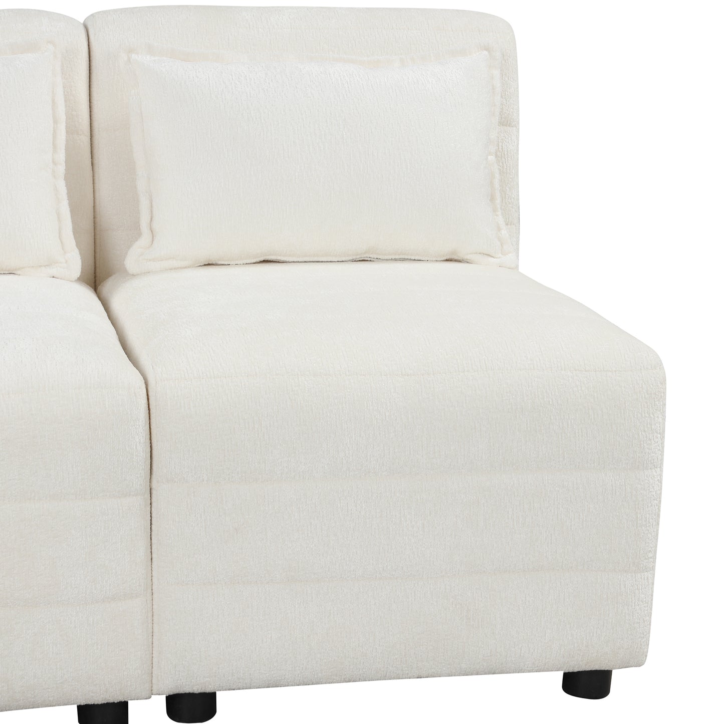 Lexi Sectional Sofa 5-seater Modular Couches with Storage Ottoman - Cream