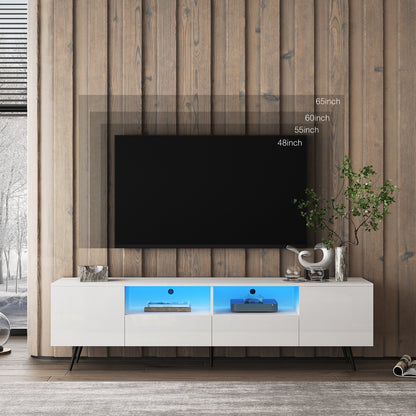 Moon 16 Colors LED TV Stand with Remote Control Lights - White