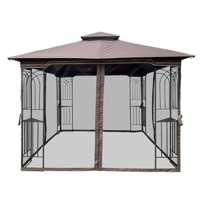 Zamora 10 x 10 ft Outdoor Patio Gazebo Canopy Tent - Brown