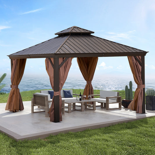 Afix 12 X 12 ft  Permanent Hardtop Gazebo Canopy - Bronze