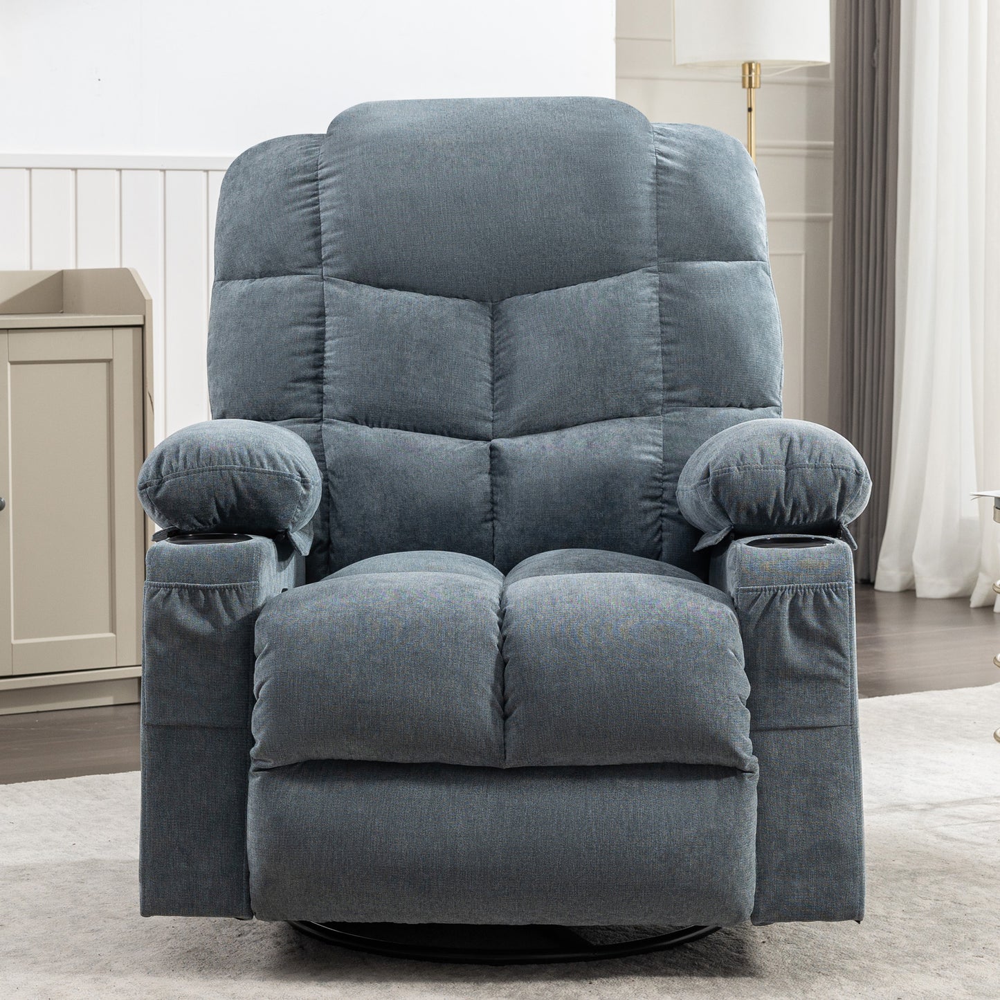 Hamza Recliner Chair Oversized with Massage and Heat - Blue