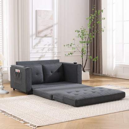 Neo Tufted Loveseat with Pull Out Sleeper - Dark Gray