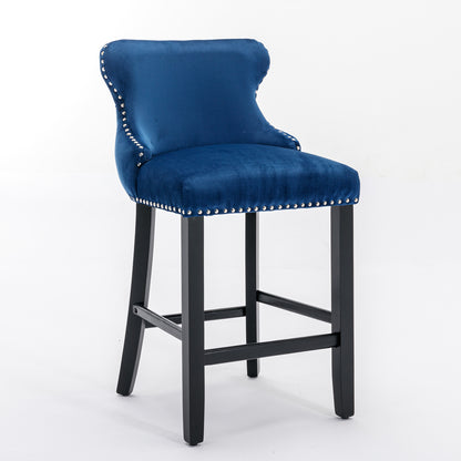 Velvet Wing-Back Barstools - Blue Set of 2