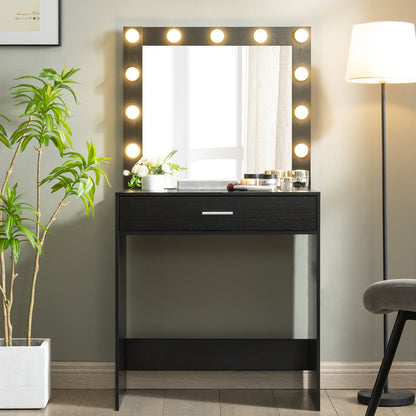 Auro Vanity Desk with Mirror & Light - Black