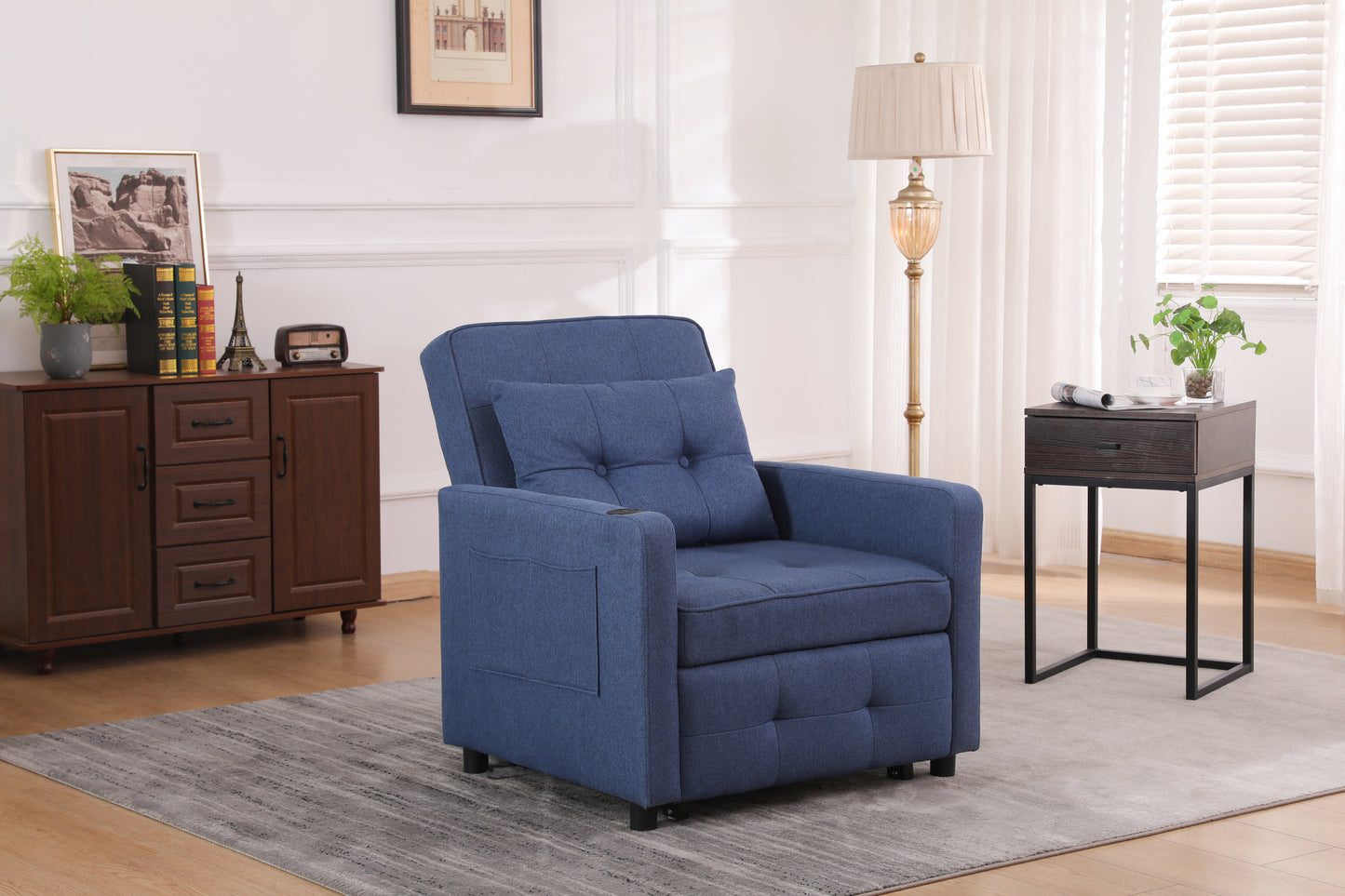 Sleeper Chair 3-in-1 Convertible - Navy Blue