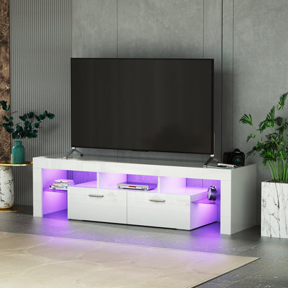 Lacey TV Stand with LED light - White