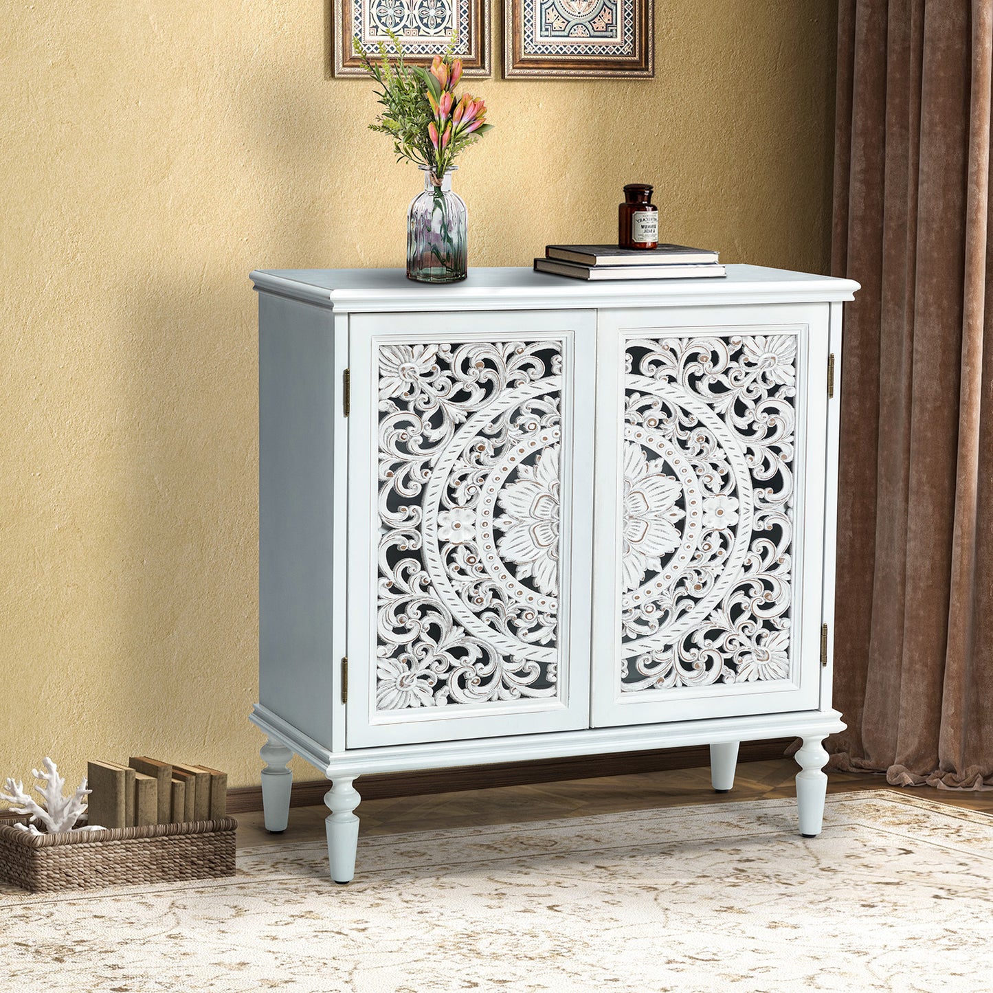 Melampous 2-Door Accent Cabinet - White