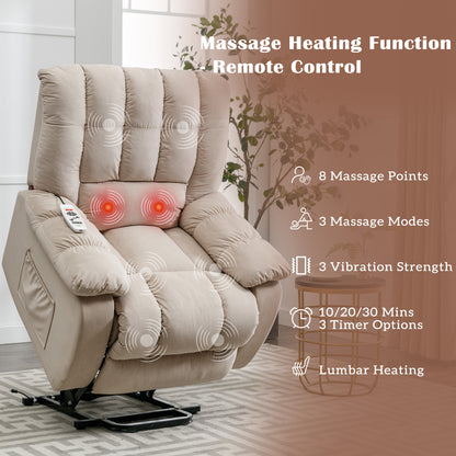 Parsons Power Recliner with Massage Function - Beige