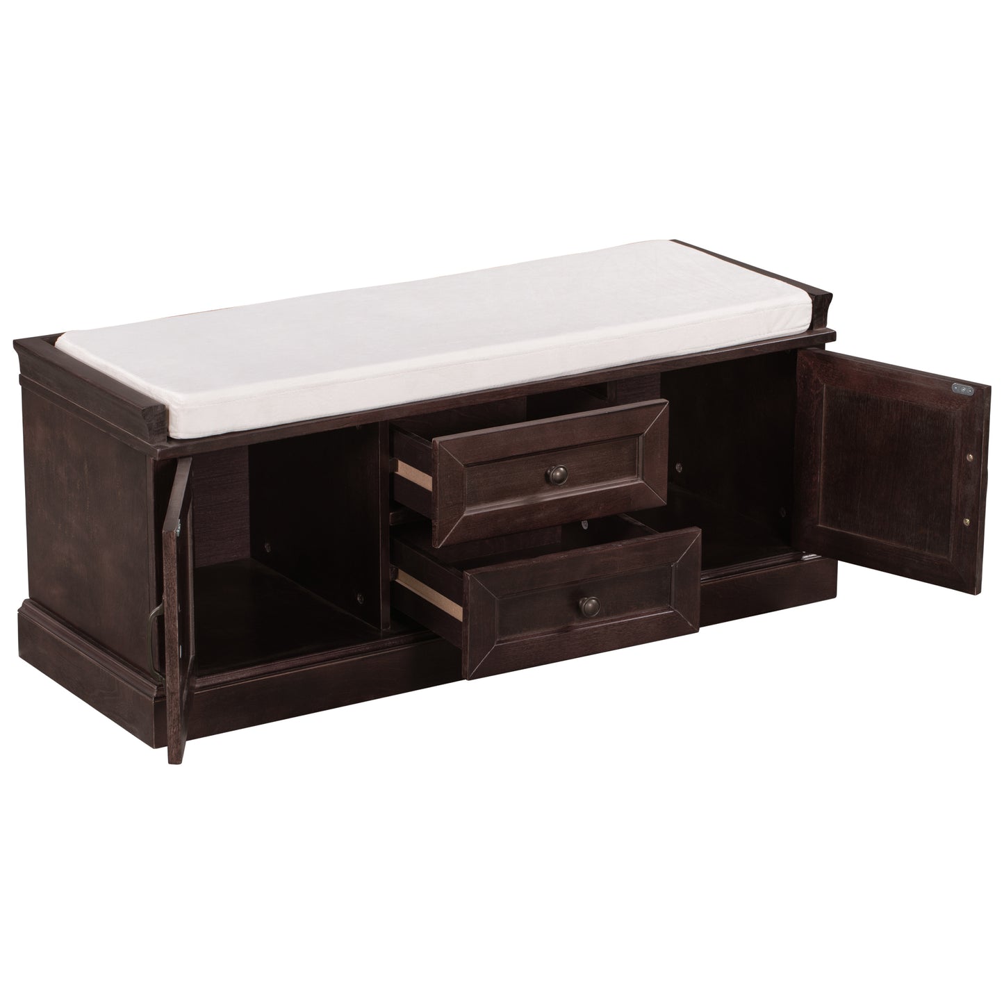 Stash Storage Bench with 2 Drawers and 2 Cabinets - Espresso