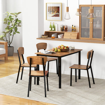 Jiro 5pc Dining Set Rectangular Table 4x Side Chairs - Brown