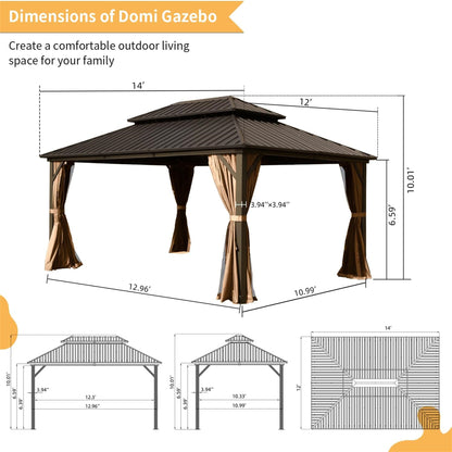 Genesis 12 X 14 ft Hardtop Gazebo - Brown