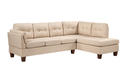 Dalia Linen Modern Sectional Sofa with Right Facing Chaise - Khaki