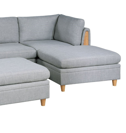 Felix 5pc Modular Sectional Sofa Set 2x Corner Wedges 1x Armless Chair And 2x Ottomans - Light Grey