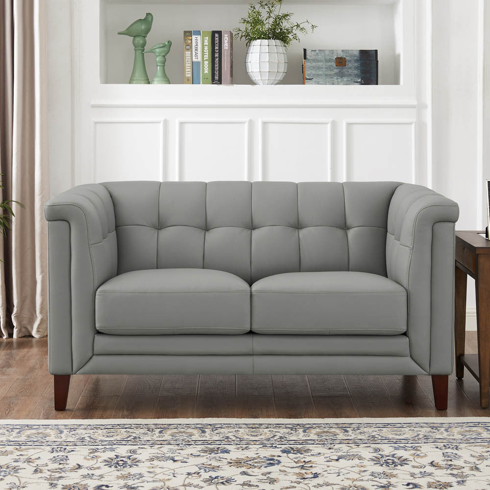 Arvo Leather Loveseat - Gray