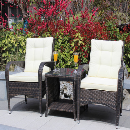 Brantley 3 Pc Outdoor Wicker Ratten Seat - Brown