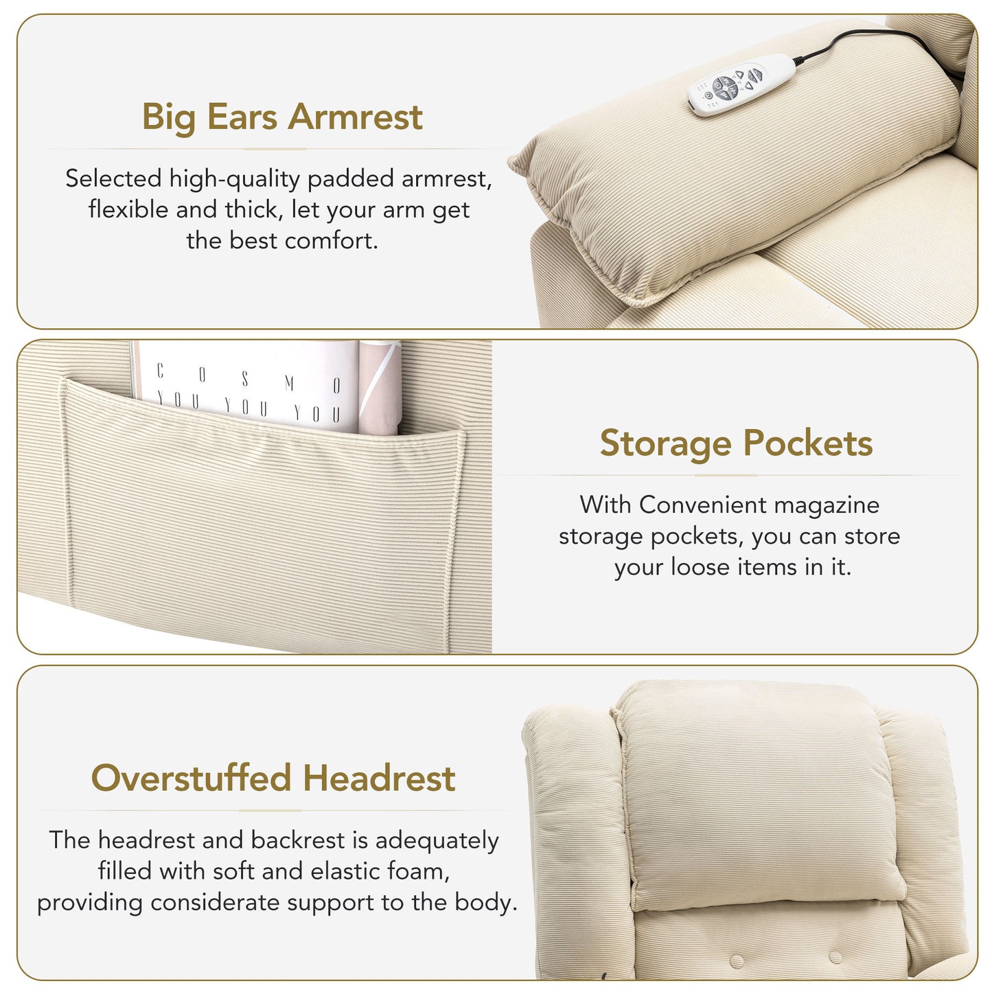 Euphoria Power Lift  Massage Recliner Chair - Beige