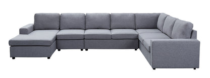 Tifton Linen 7 Seat Reversible Modular Sectional Sofa Chaise - Light Gray