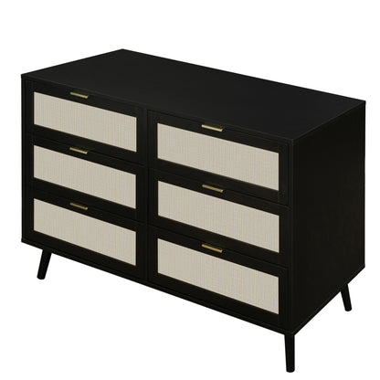 Noi 6 Drawer Dresser Wood Cabinet - Black