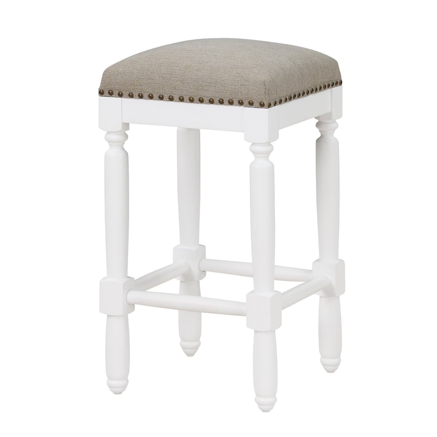 Nailhead Trim Counter Stool - Taupe