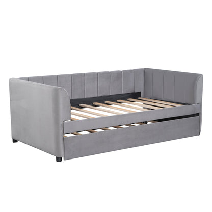 Tano Twin Size Upholstered Daybed with Trundle - Gray