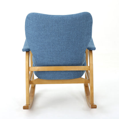 Indo Mid-Century Fabric Rocking Chair - Blue