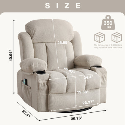 Vanbow Recliner Chair Massage Heating with USB - Beige