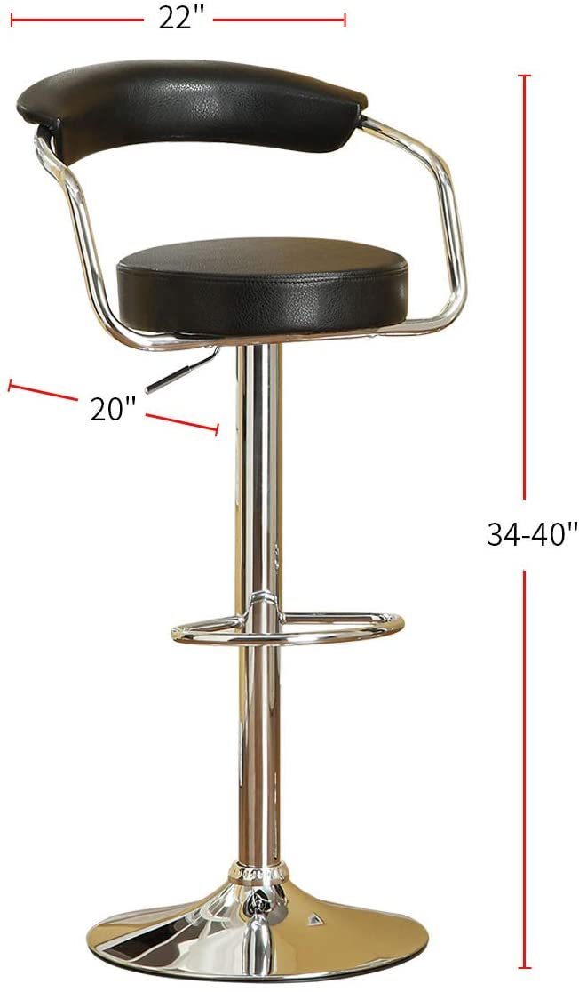 Park Adjustable Swivel  Bar Stool - Black Set of 2