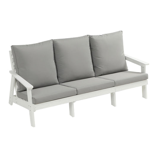 Micki Outdoor 3 Seater Sofa with Cushion - White/Gray