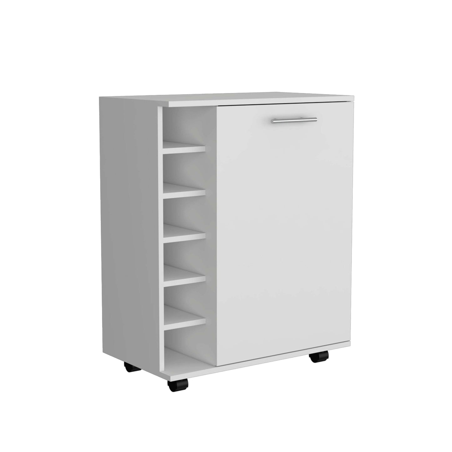 Halina Bar Cabinet With Wheels - White