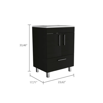 2-Door Rectangle Single Bathroom Vanity - Black