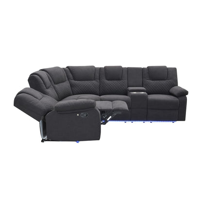 Ashira Manual Recliner Sofa Chairs with Storage - Black