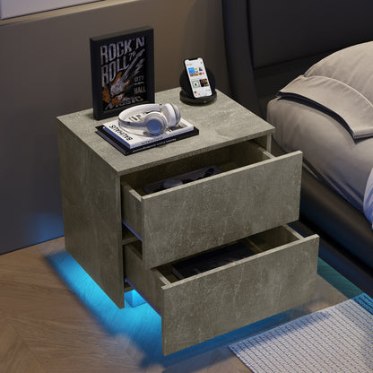 Nami Nightstand with LED Strip Lights - Grey