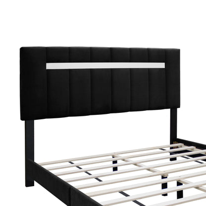 York Queen Size Platform Bed with Adjustable Height - Black