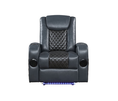 Alair Power Motion Recliner w/Bluetooth Speaker - Blue+Black