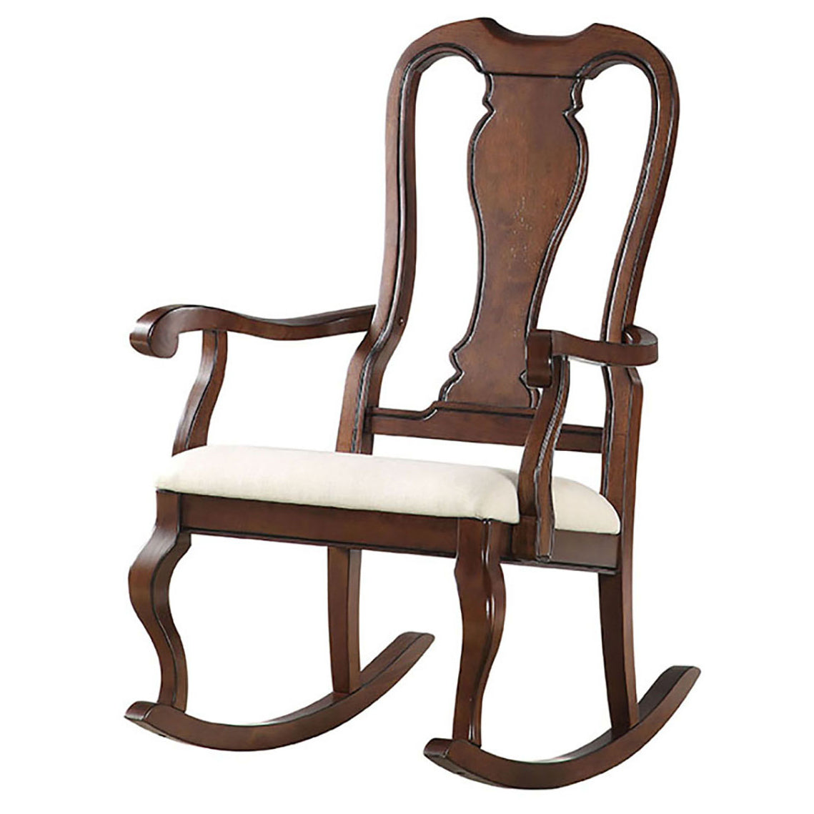 Queen Anne Back Rocking Chair - Beige