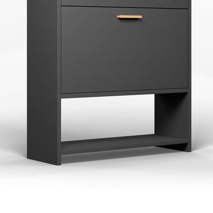 2 Drawer All Steel Large Shoe Cabinet - Black