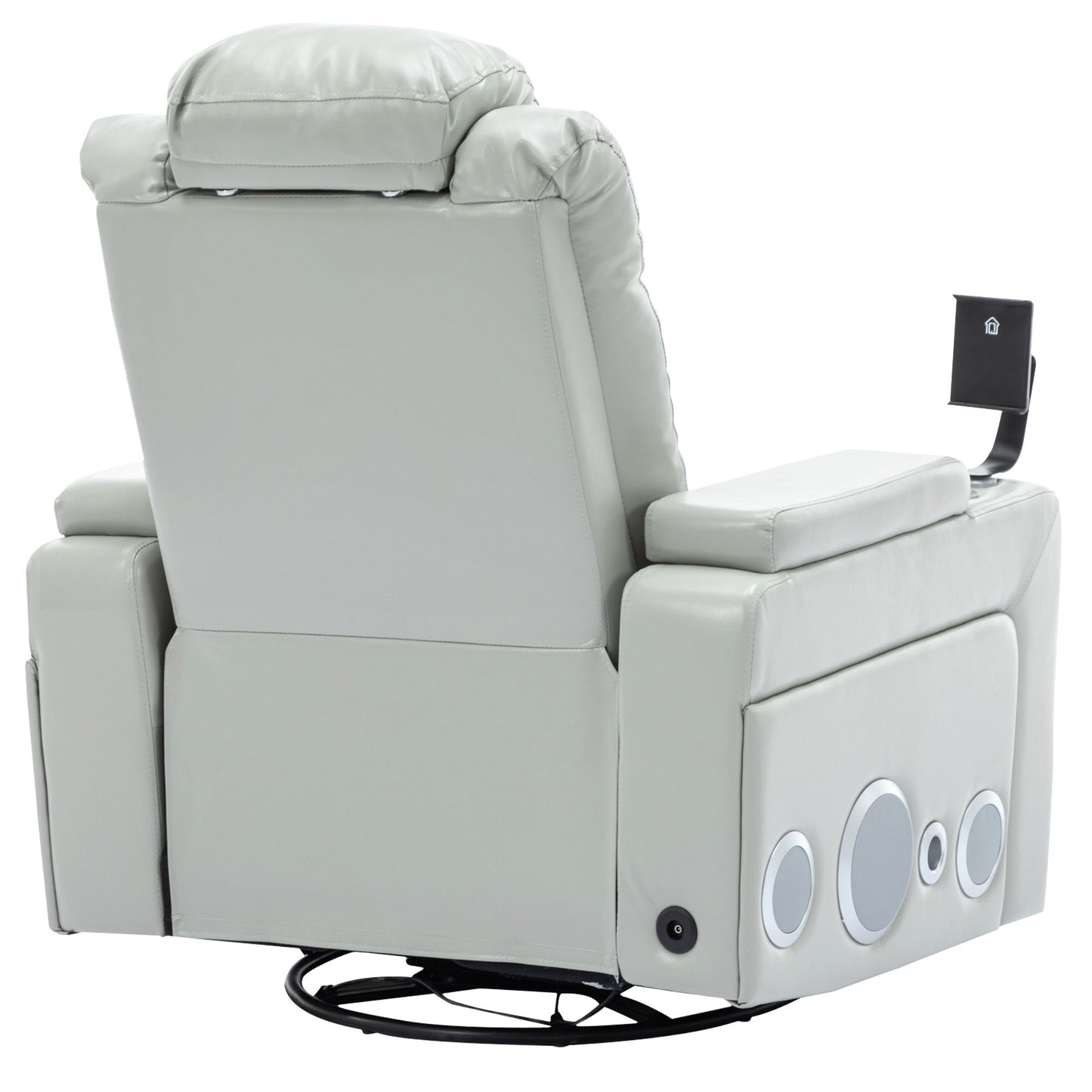 Otto PU Leather Power Recliner r with Surround Sound -Tray Table - Gray