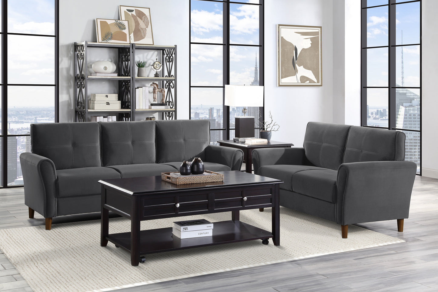 Astoria Velvet Loveseat - Gray