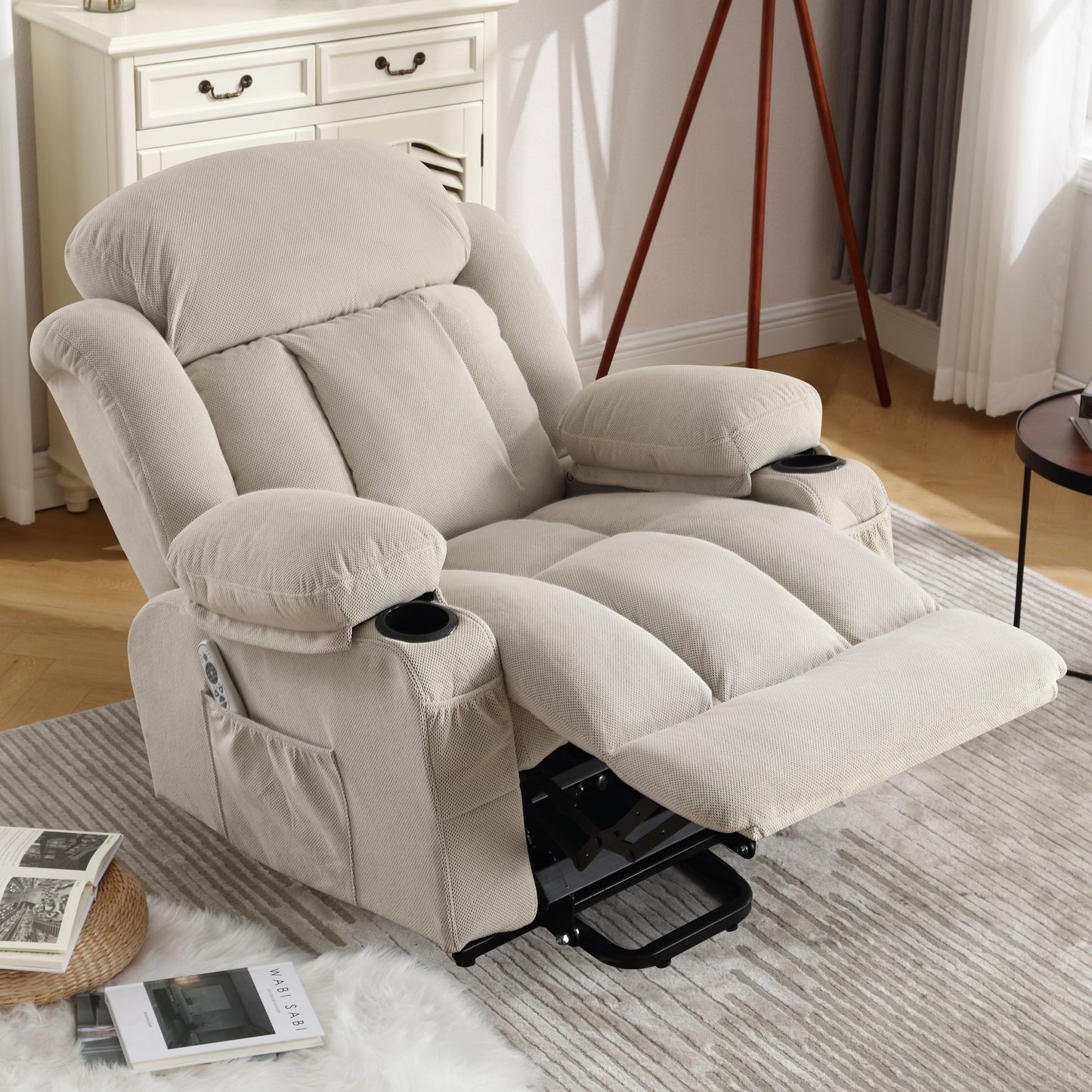 Vanbow II Power Lift Recliner Chair with Heat and Massage with USB - Beige