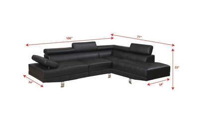 Akira Sectional Sofa Adjustable Headrest - Black