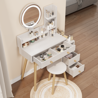 Round Makeup Vanity Desk Set