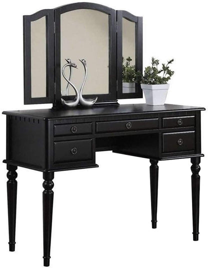 Arias Vanity Set with Foldable Mirror - Black