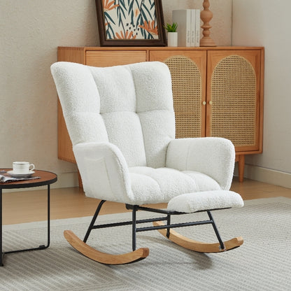 Hari II Modern Nursery Rocking Chair - White